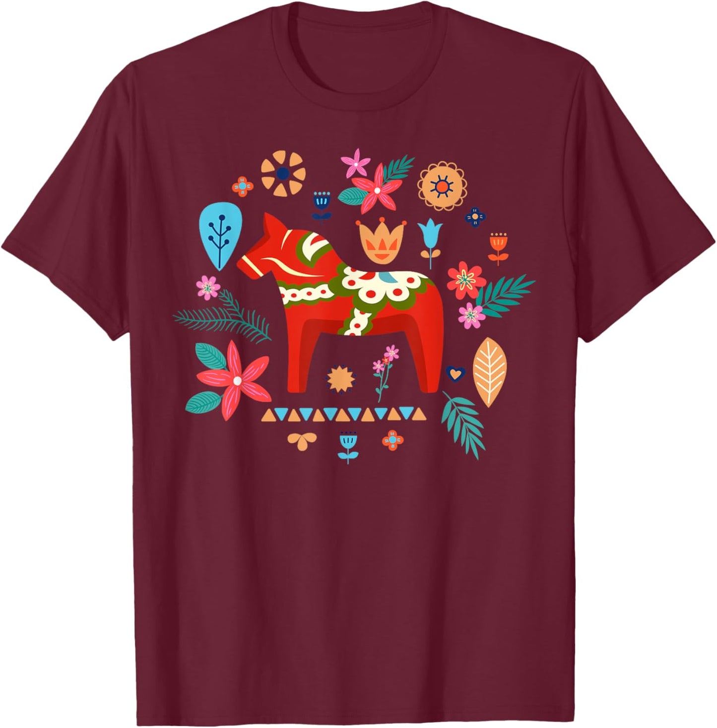 Dalecarlian Horse Design for a Proud swedish dala horse fan T-Shirt - T-Shirt | Maroon