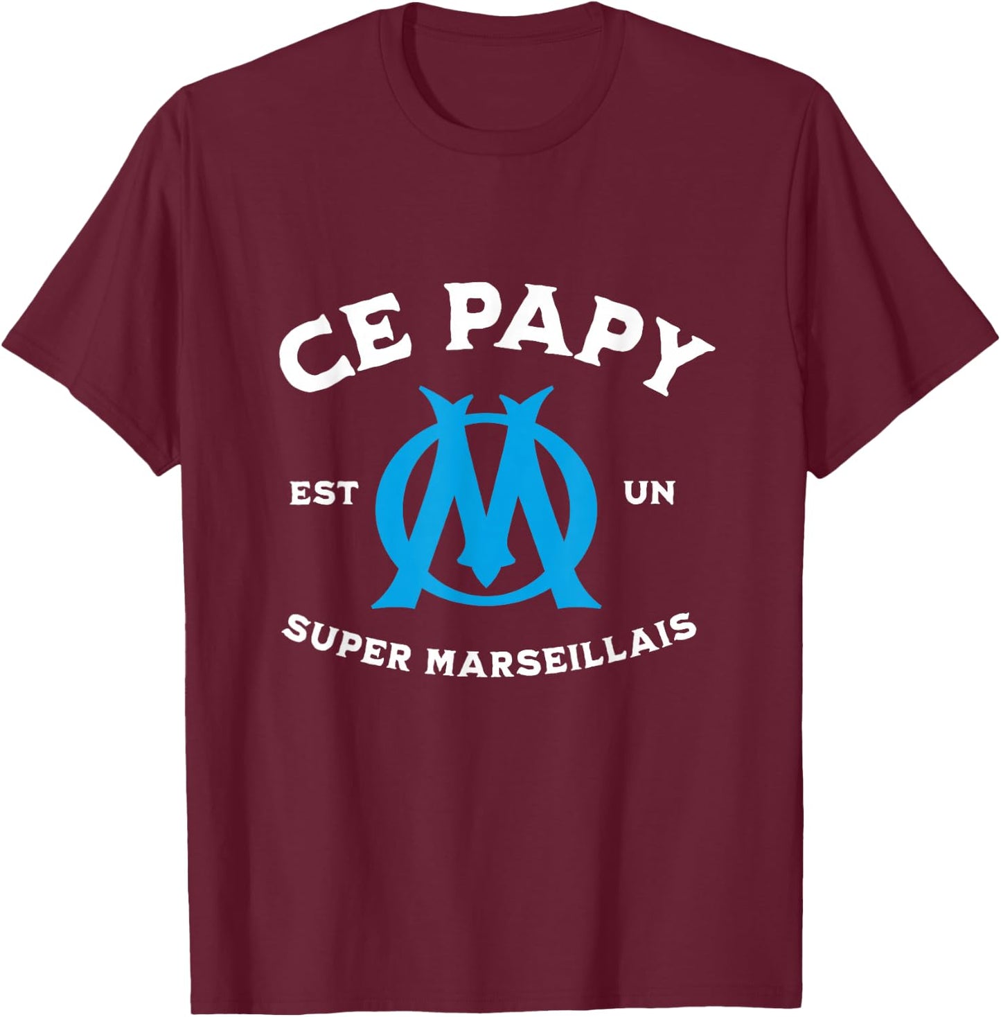 Grandpa Super Marseillais supporter humour grandpa , Black, S T-Shirt - T-Shirt | Maroon