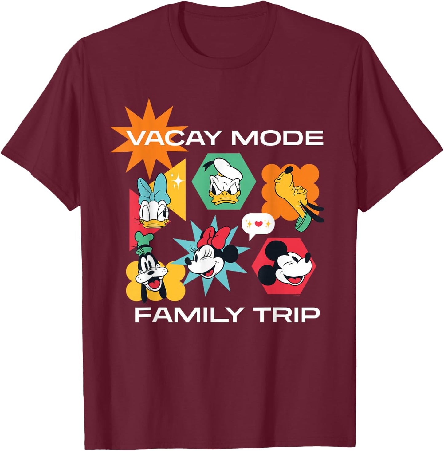 Disney Mickey & Friends Vacay Mode Family Trip Vacation T-Shirt - T-Shirt | Maroon