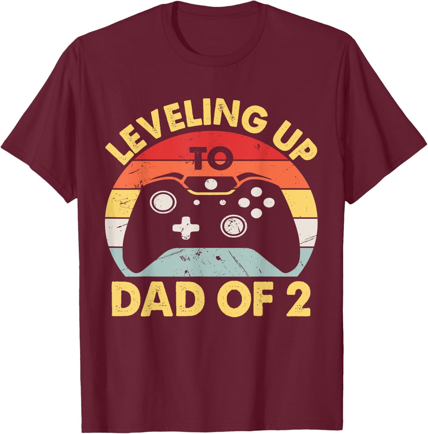 Daddy of Two Gamer Daddy Squared 2 Gaming Father for the Second Time T-Shirt - T-Shirt | Maroon