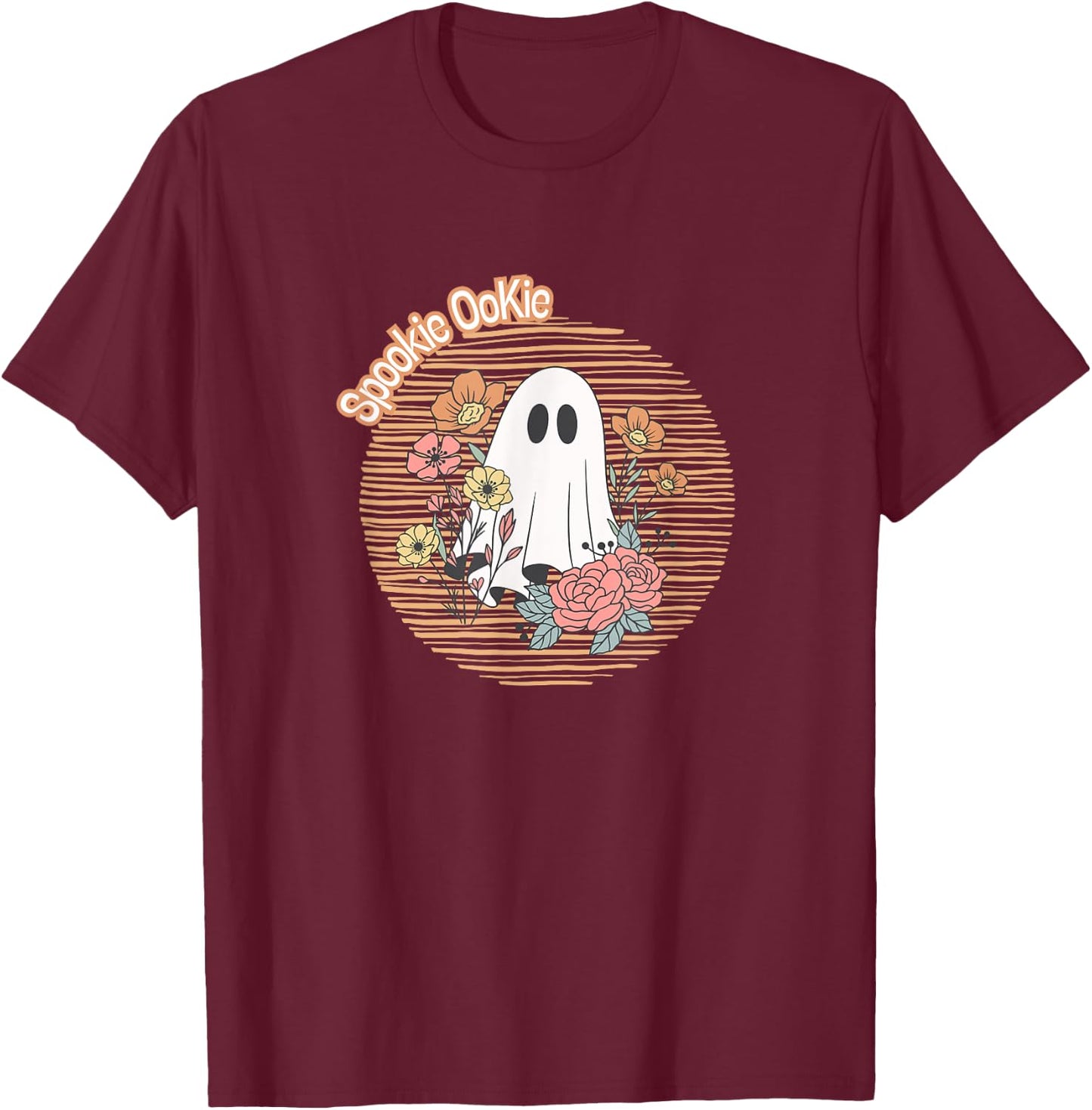 Halloween Cozy Spooky Ghost Fall Fun Retro T-Shirt - T-Shirt | Maroon