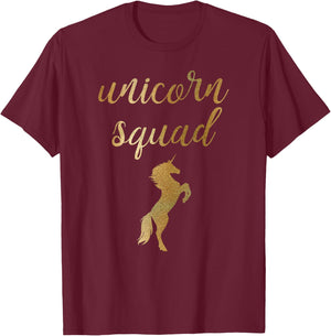 Unicorn Squad Gold Shirt Unicorn T-Shirt - T-Shirt | Maroon