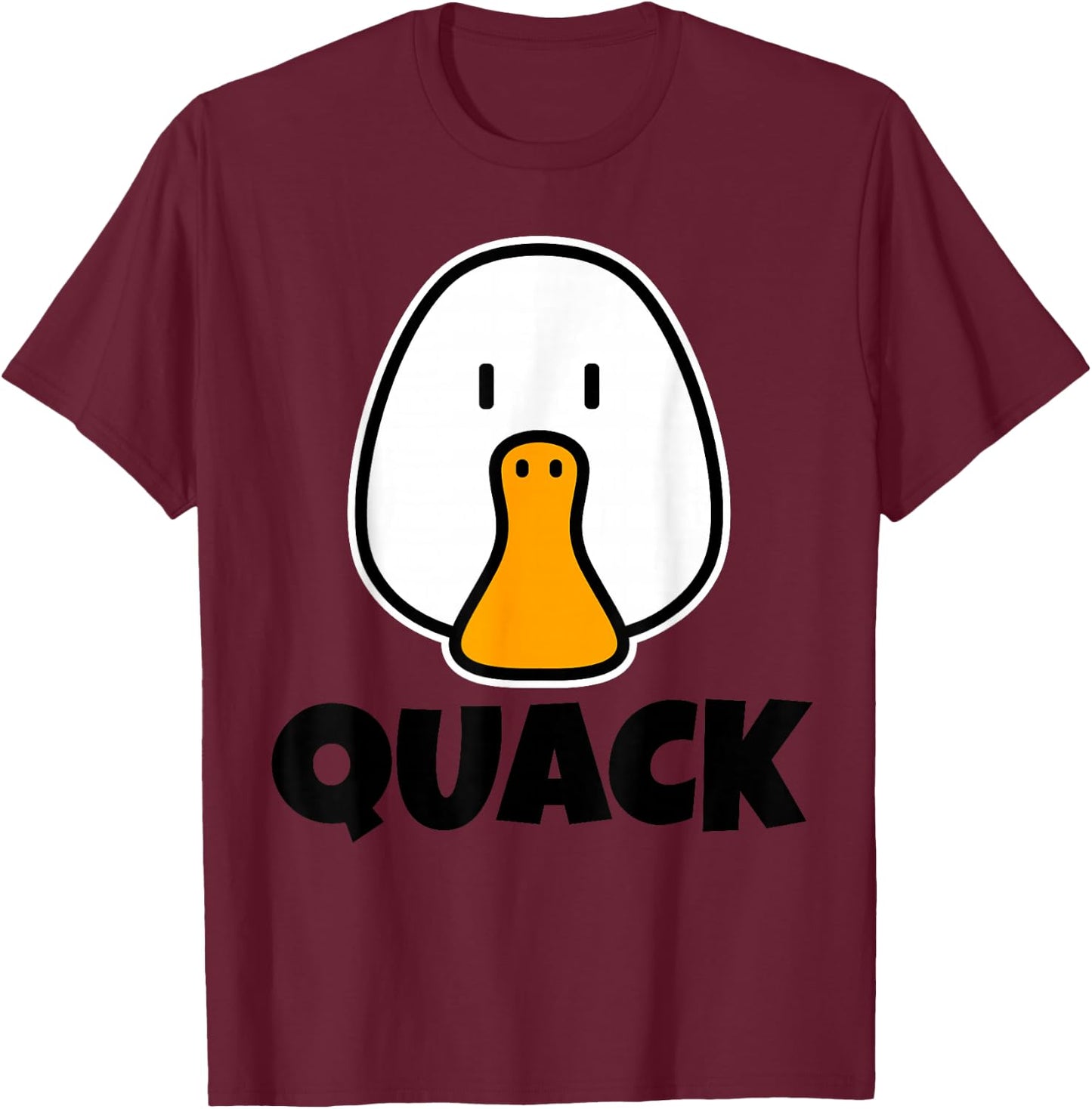 QUACK Cute Childrens Ducks Design for Kids Cartoon Duck Face T-Shirt - T-Shirt | Maroon