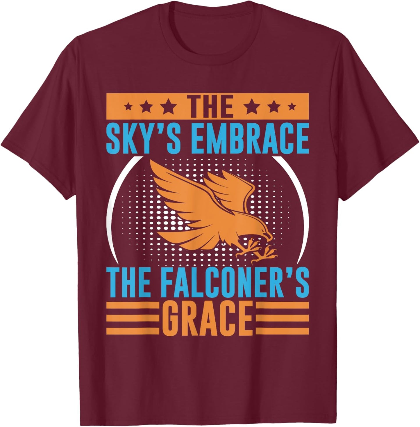 The Sky’s Embrace The Falconer’s Grace Falconry T-Shirt - T-Shirt | Maroon