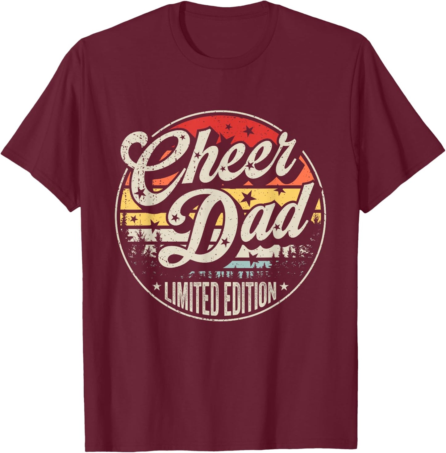 Cheer Dad Cheerleading Dad Retro Vintage Cheerleader Daddy T-Shirt - T-Shirt | Maroon