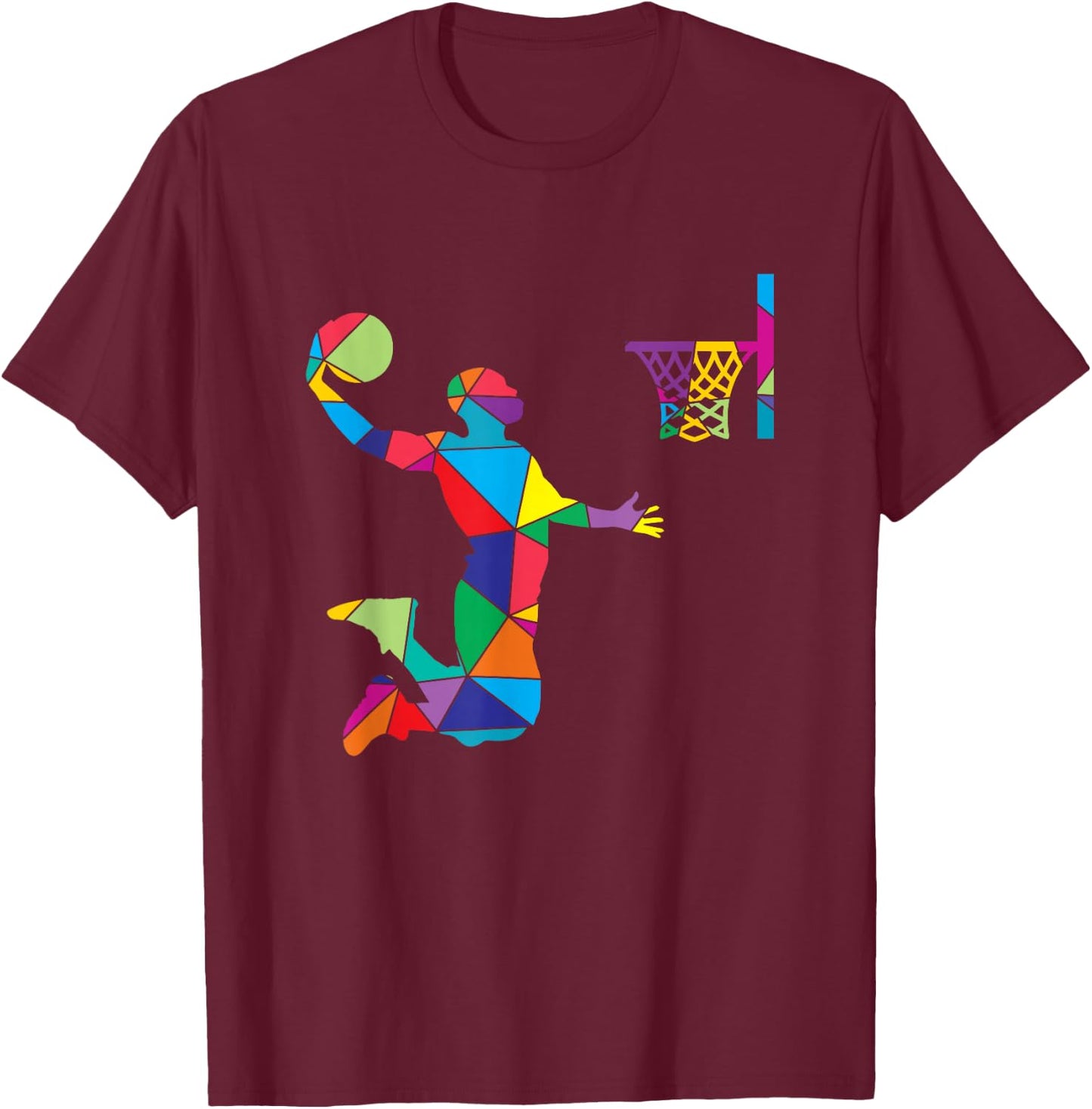 Low Poly Art Baller Geometric Polygon Art Basketball T-Shirt - T-Shirt | Maroon