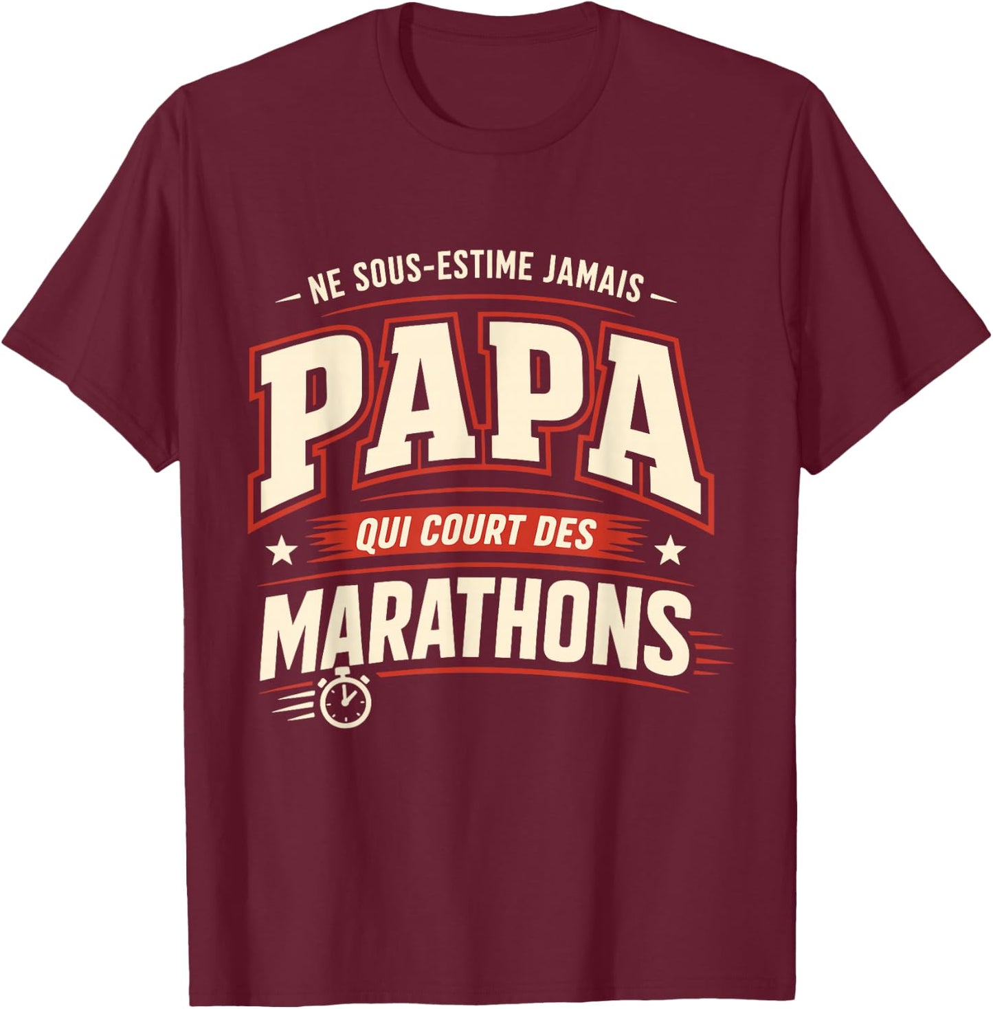 Papa Marathon Humour Cadeau Coureur Homme Running T-Shirt - T-Shirt | Maroon