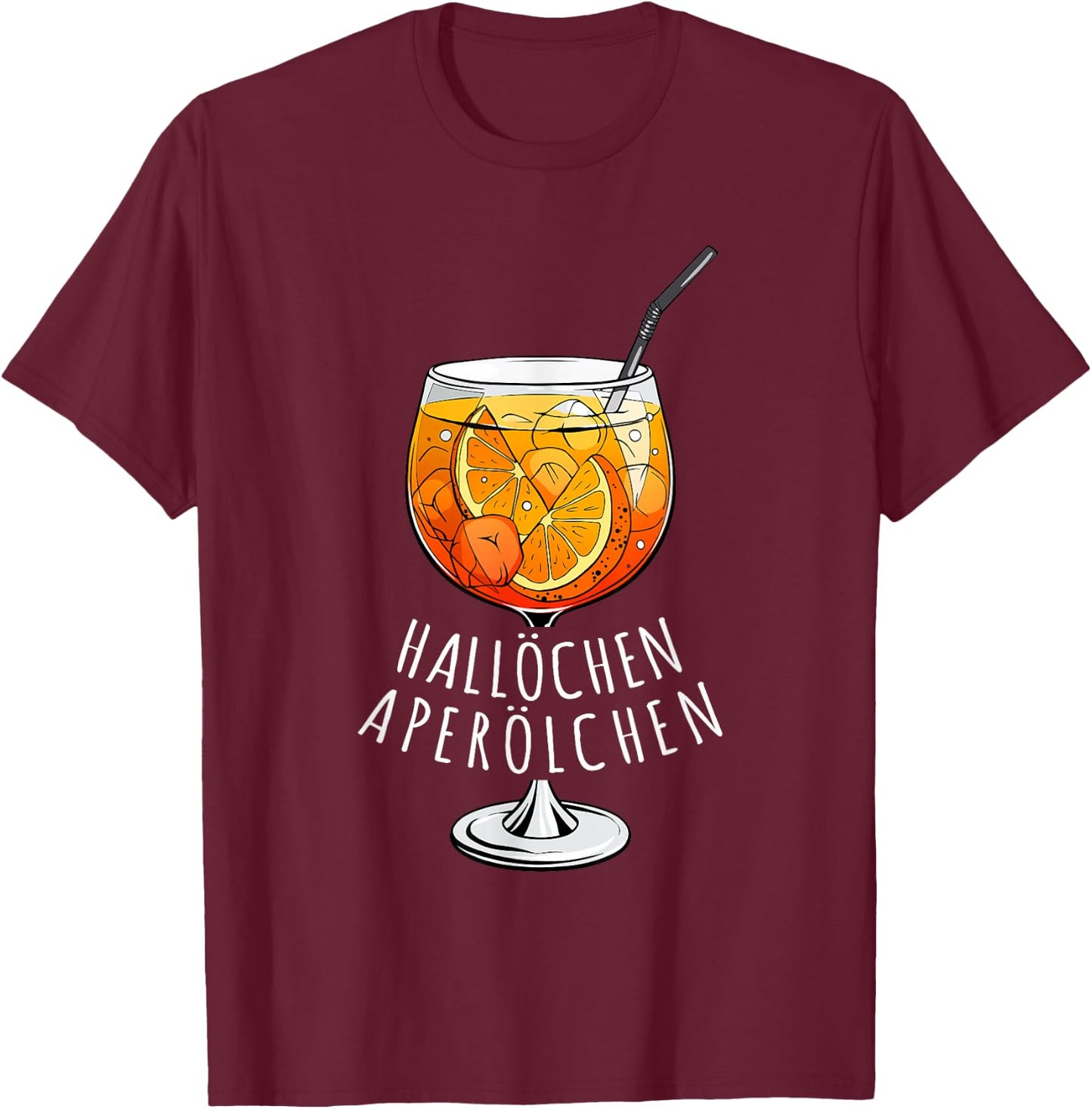 Hallöchen Aperölchen Funny Spritz Fan Aperoliker , black T-Shirt - T-Shirt | Maroon