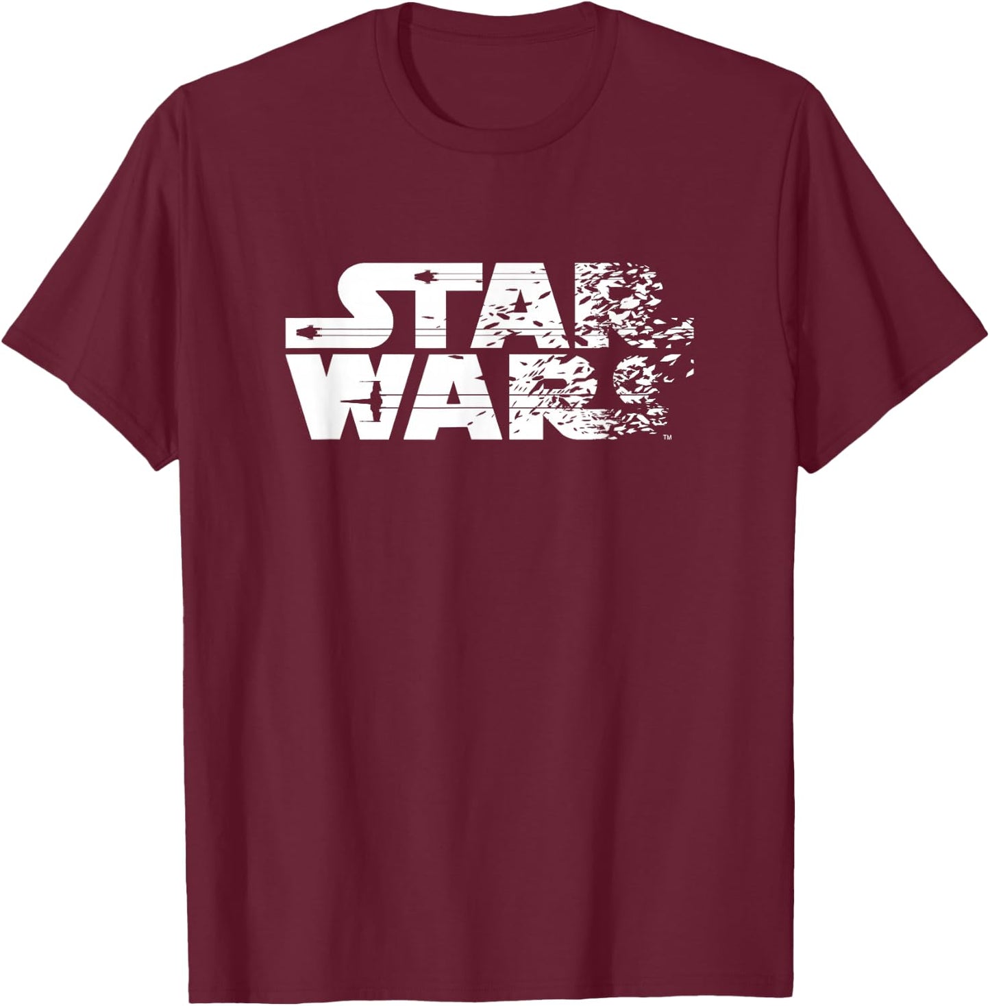 Star Wars Ship Shattered Logo White T-Shirt - T-Shirt | Maroon