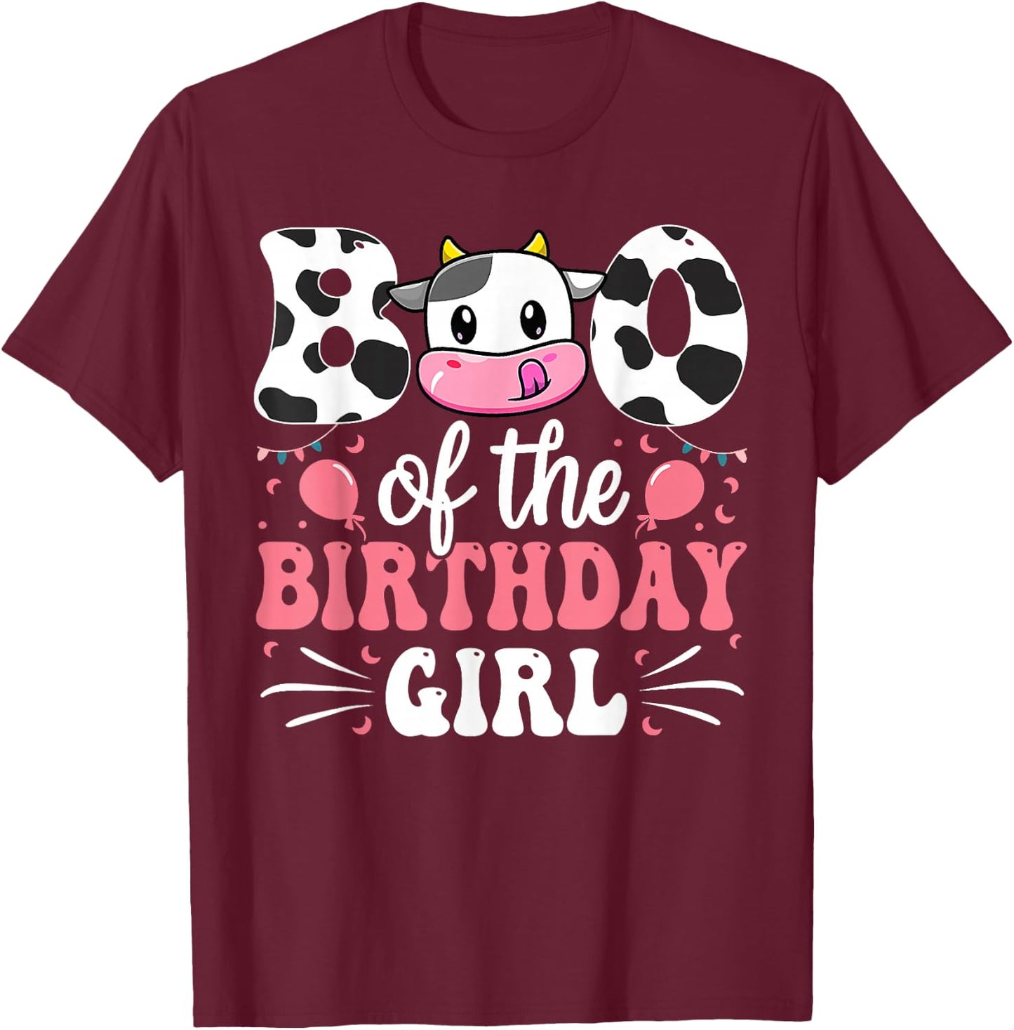 Brother Of The Birthday Girl Cow Family Matching 1st T-Shirt - T-Shirt | Maroon