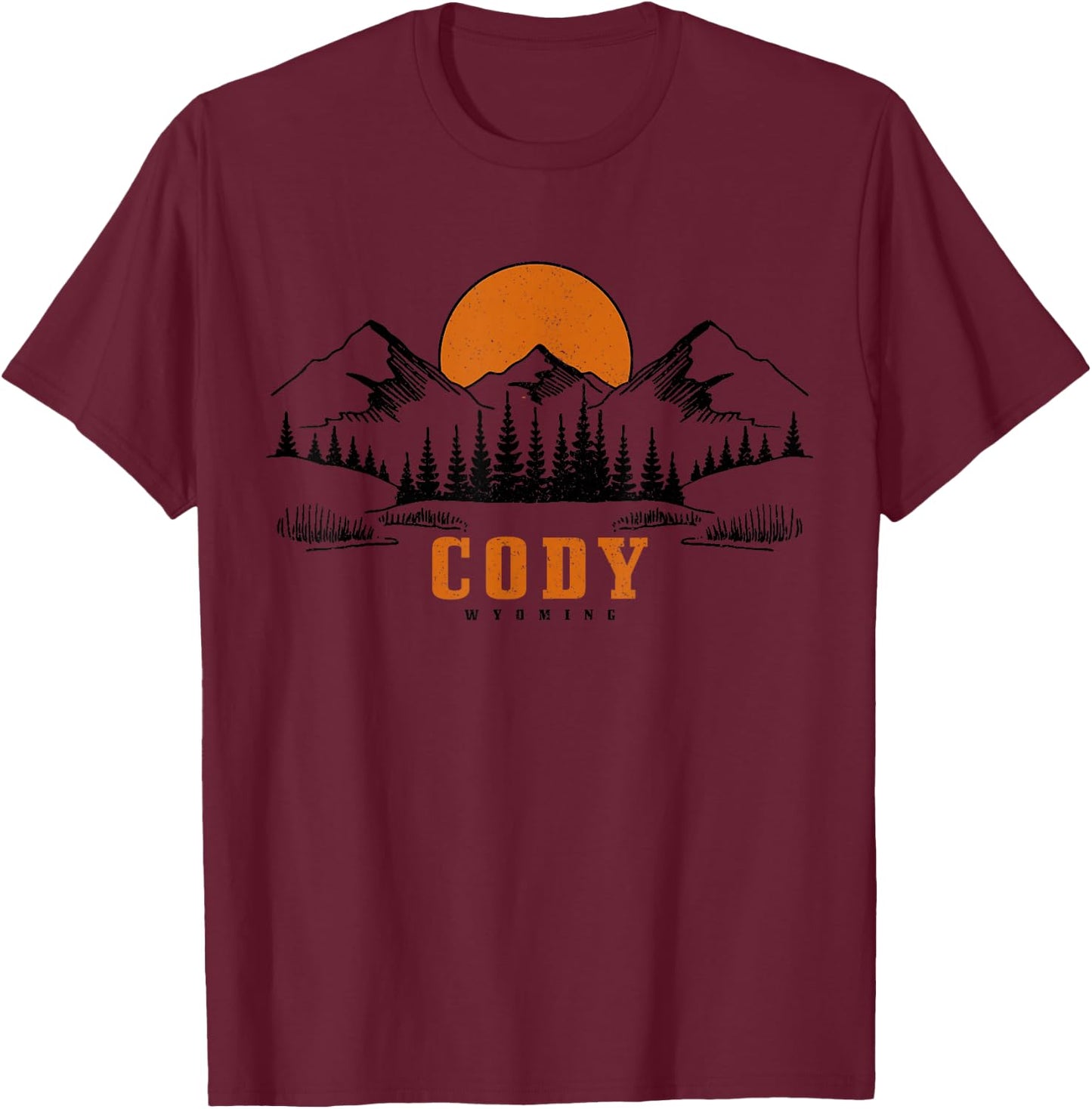 Cody Wyoming Vintage Mountains USA America Souvenir T-Shirt - T-Shirt | Maroon