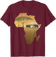 Africa Elephant Map Dad South Animal Big Five Safari T-Shirt - T-Shirt | Maroon