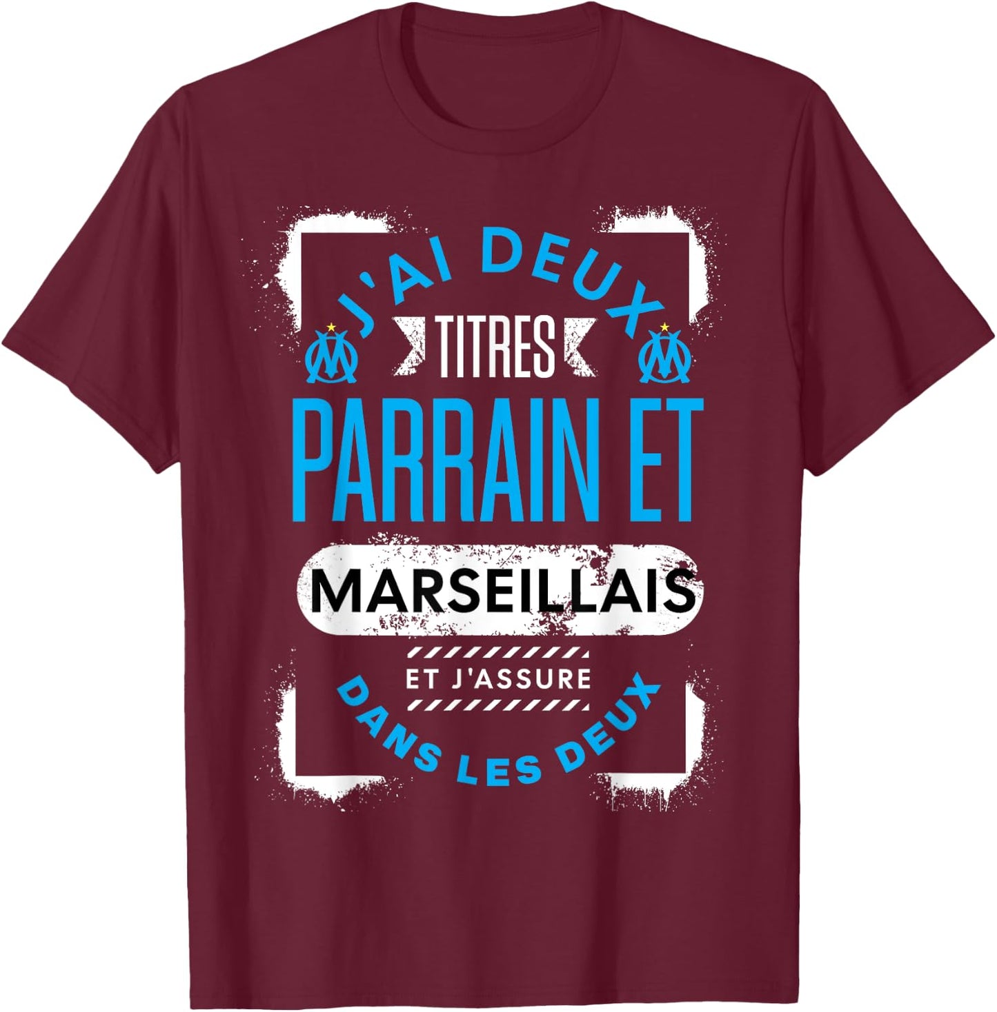 Marseille Supporter Football Godfather Man Humour , Black, S T-Shirt - T-Shirt | Maroon