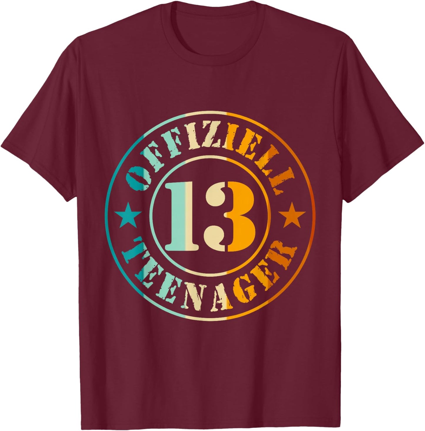 13th Birthday Official Teenager 13 Years Boy Girl , black T-Shirt - T-Shirt | Maroon