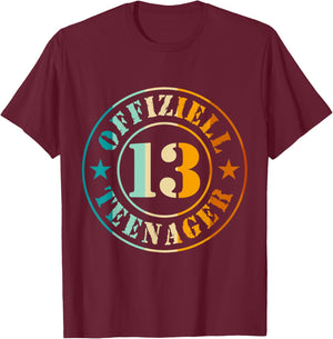 13th Birthday Official Teenager 13 Years Boy Girl , black T-Shirt - T-Shirt | Maroon