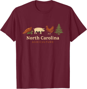 North Carolina Agriculture Farming Farmer Rural Farm Life T-Shirt - T-Shirt | Maroon