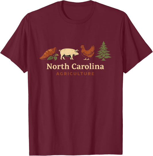 North Carolina Agriculture Farming Farmer Rural Farm Life T-Shirt - T-Shirt | Maroon