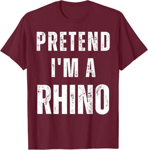 Pretend I'm a Rhino Matching Costume Funny Halloween T-Shirt - T-Shirt | Maroon