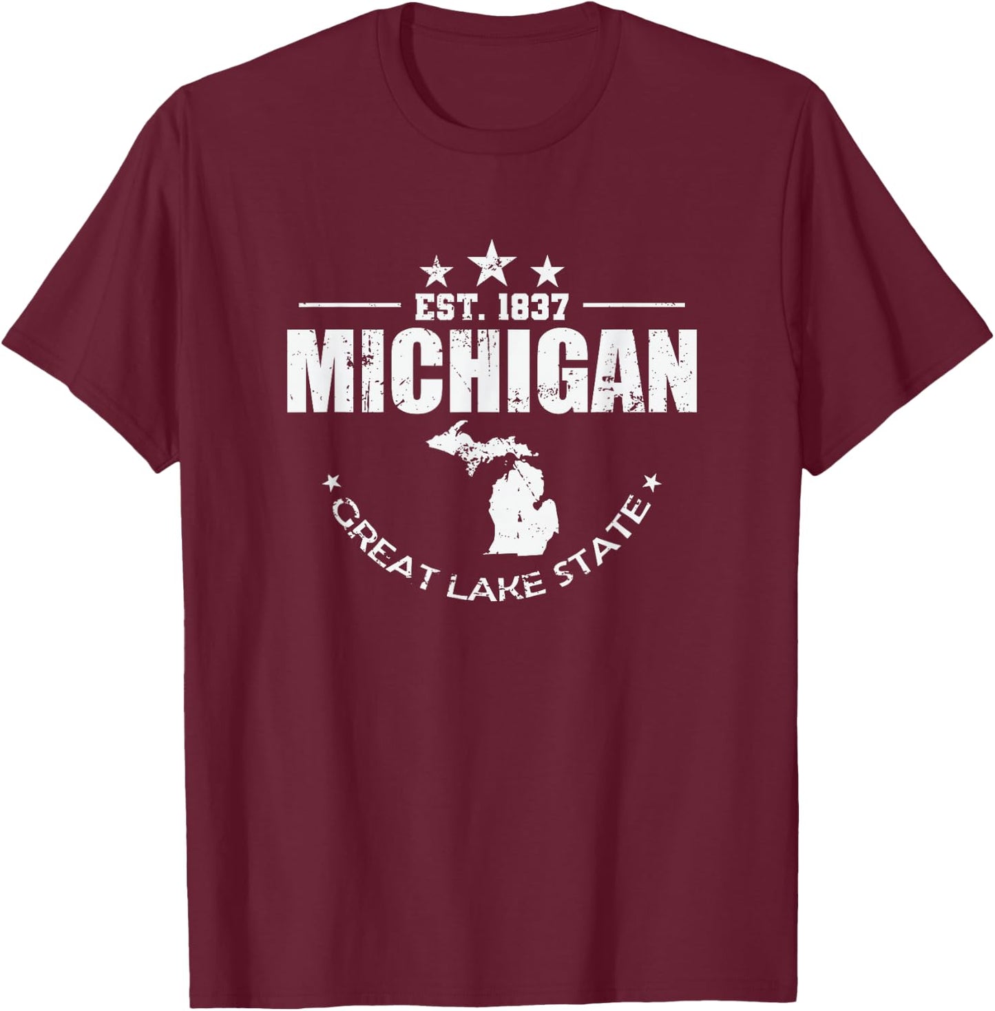 Michigan East 1837 Great Lake State Vereinigte Staaten T-Shirt - T-Shirt | Maroon