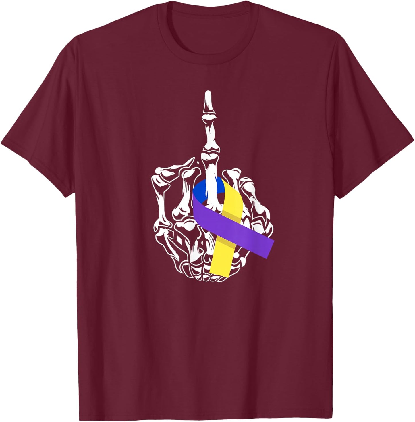 Fuck Bladder Cancer Middle Finger Bladder Cancer Awareness T-Shirt - T-Shirt | Maroon