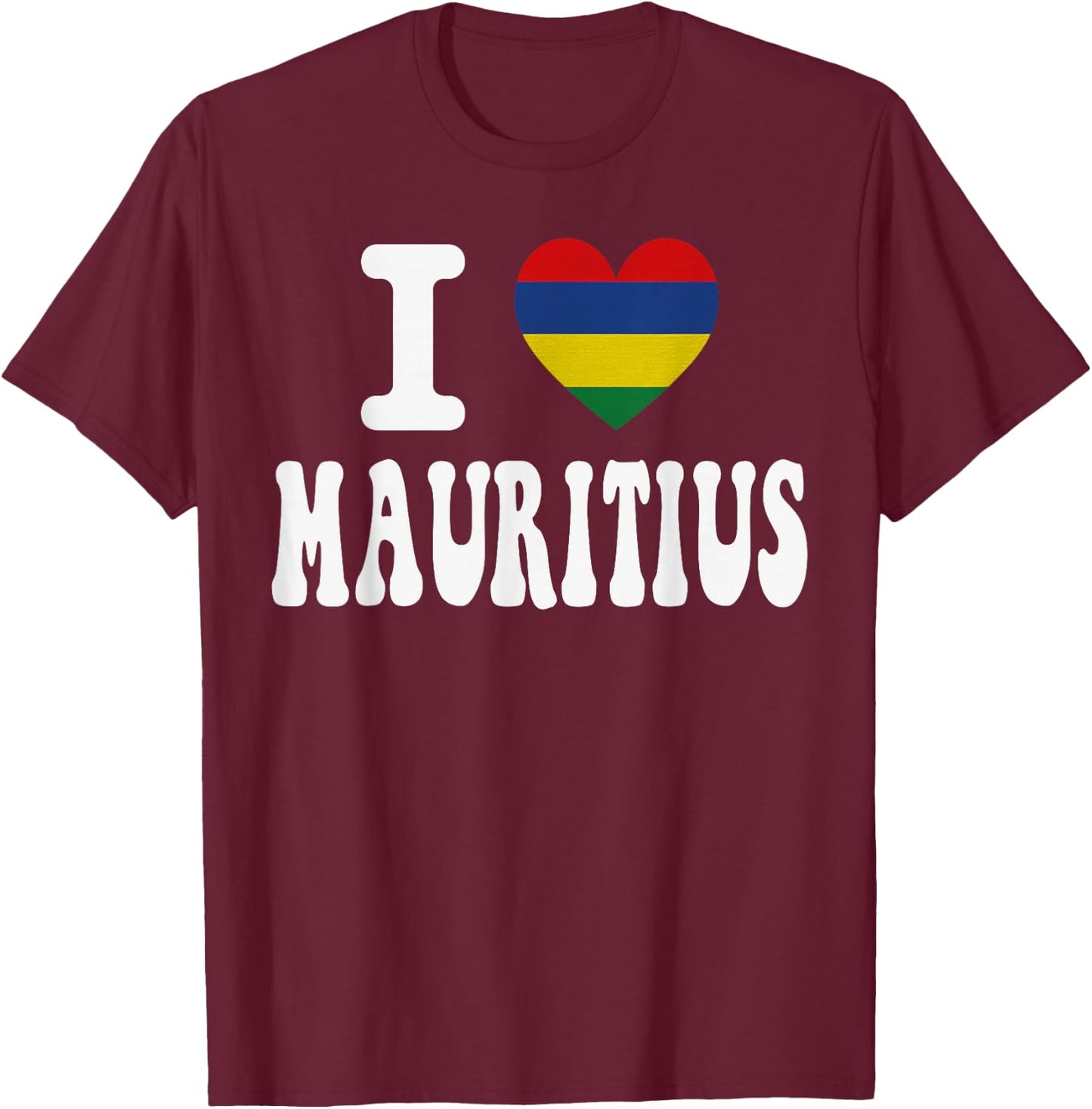 I Love Mauritius Herz-Flagge, Retro, Reise-Souvenir T-Shirt - T-Shirt | Maroon