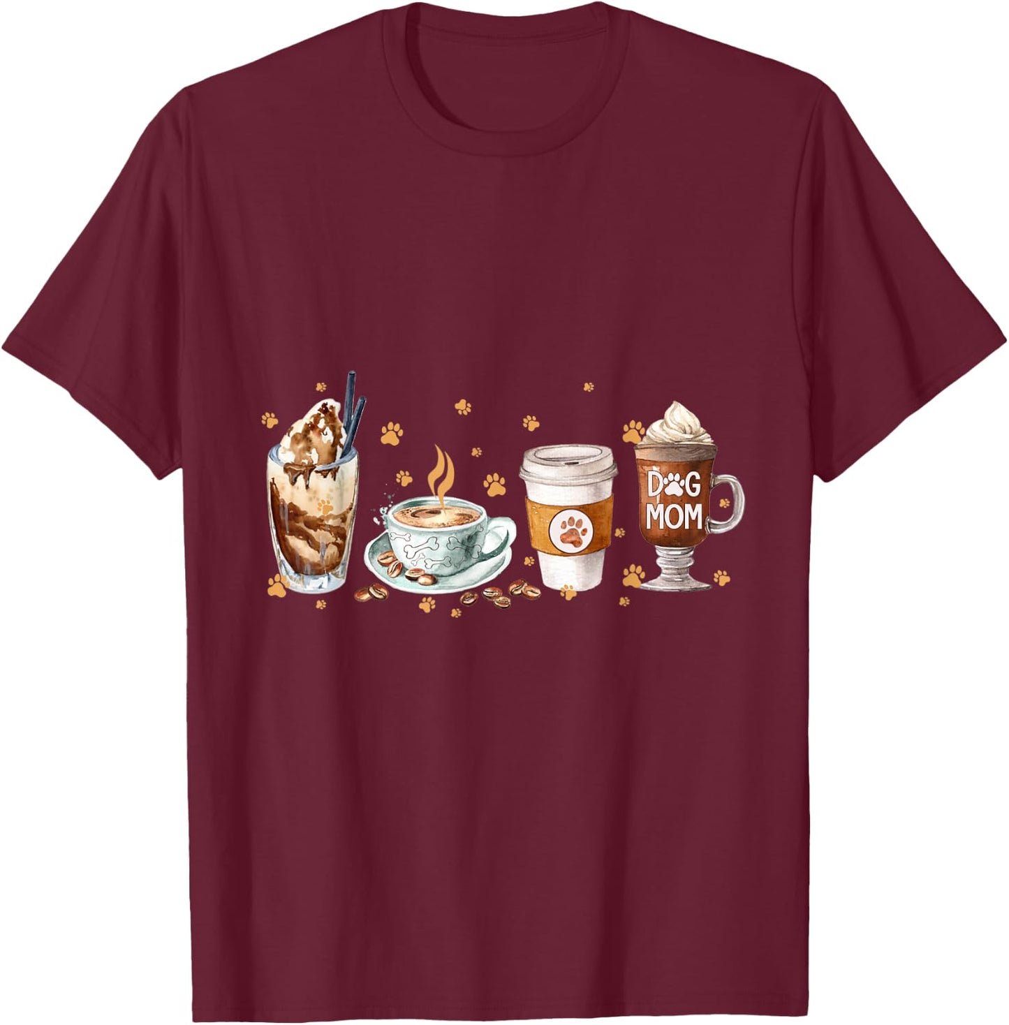 Coffee And Dog Mom Happy Mother's Day Dog Mom T-Shirt - T-Shirt | Maroon