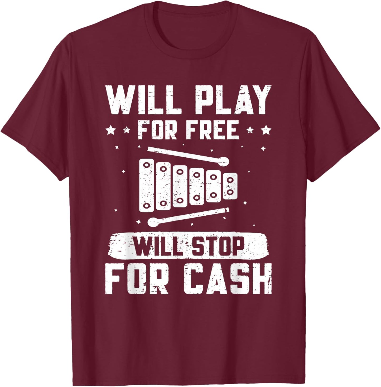 Xylophone Music Xylophone Player Play For Free Xylophonist T-Shirt - T-Shirt | Maroon