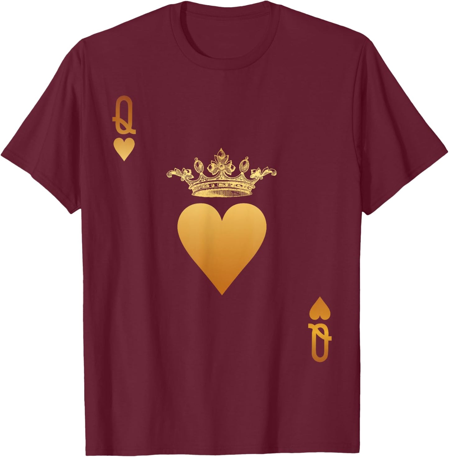 Queen of Hearts Vintage Crown Engraving Card T-Shirt - T-Shirt | Maroon