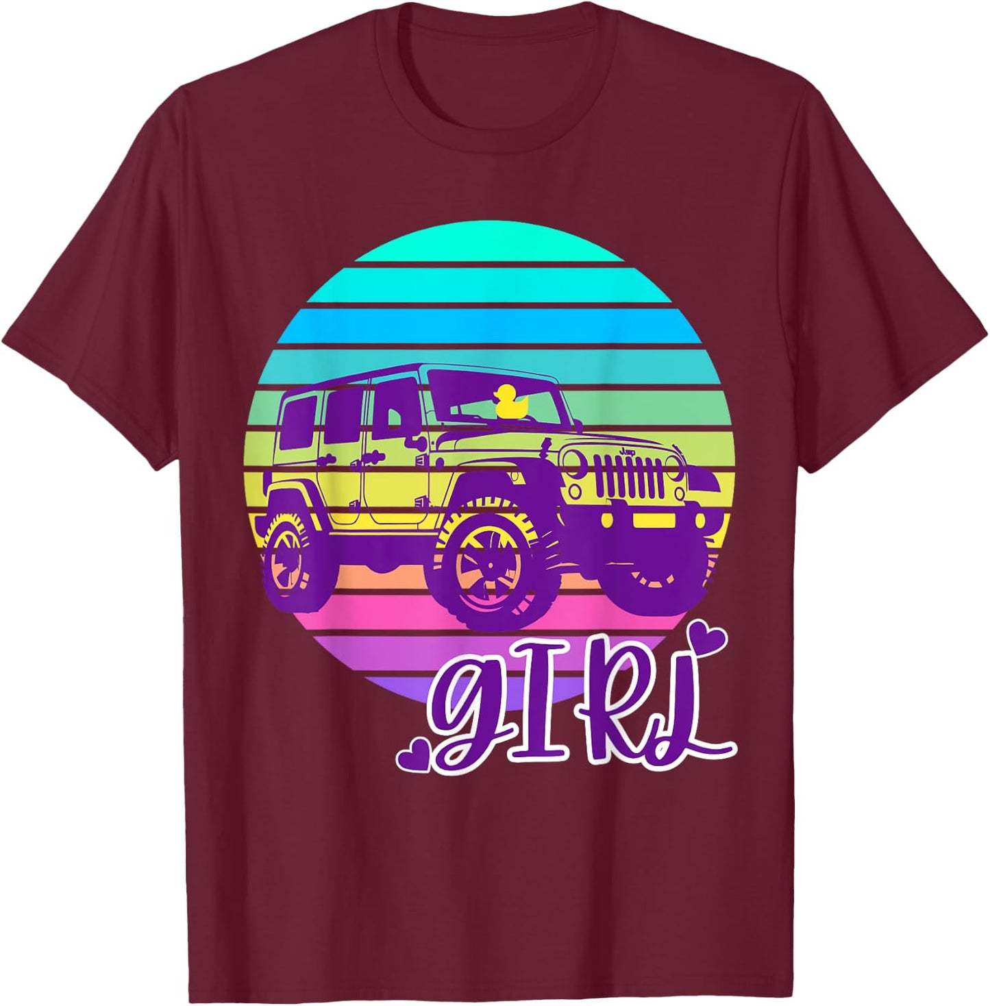 Cute Just A Girl Who Loves Off-Road SUV's Duck Tagging Fun T-Shirt - T-Shirt | Maroon