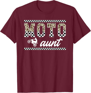Moto Aunt Leopard Motocross Aunt Of A Motocross Rider Auntie T-Shirt - T-Shirt | Maroon