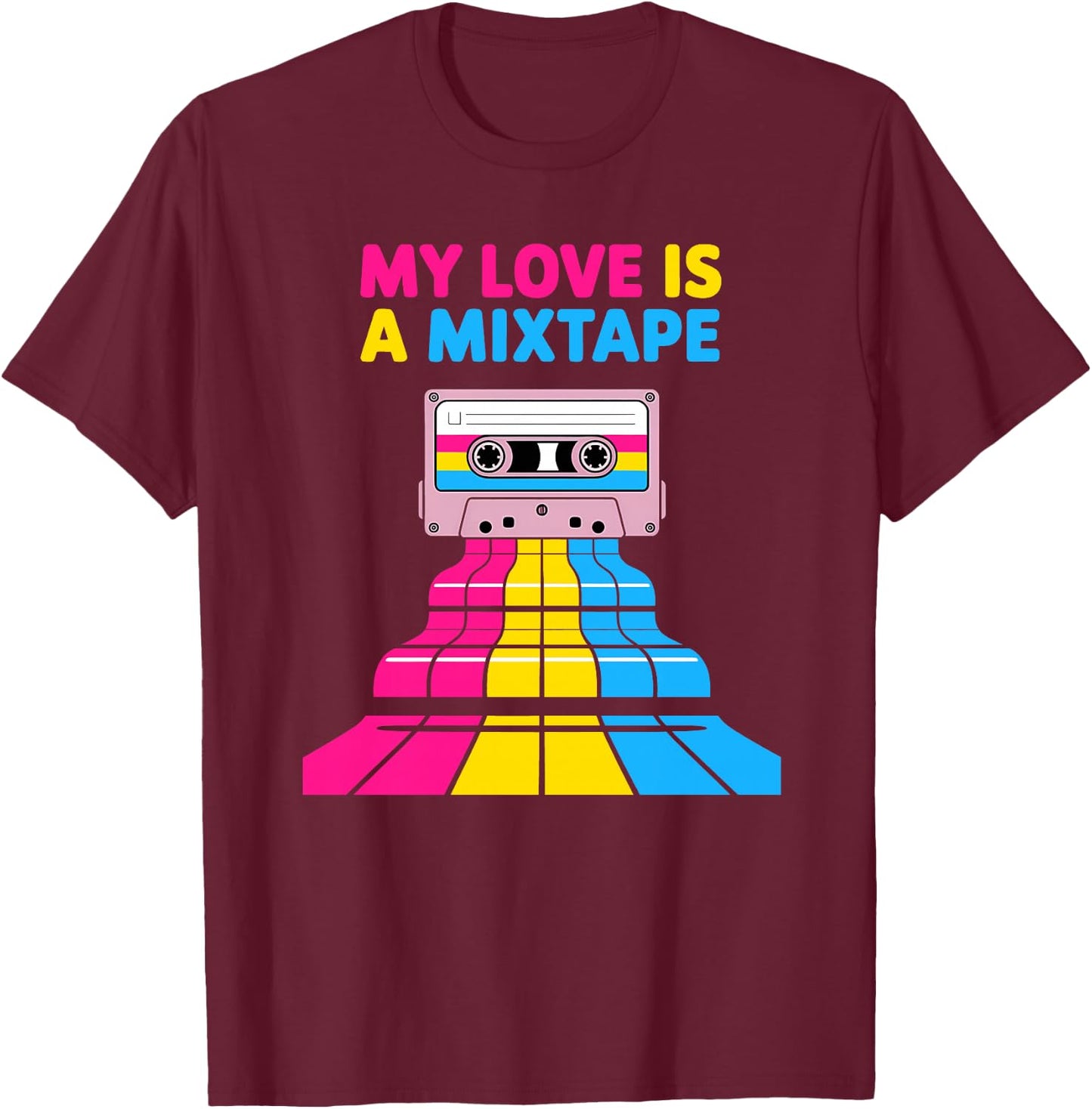 Mixtape rétro Pansexual Haut de Gamme T-Shirt - T-Shirt | Maroon