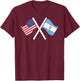 USA and Argentina Crossed Flags Dual Roots T-Shirt - T-Shirt | Maroon