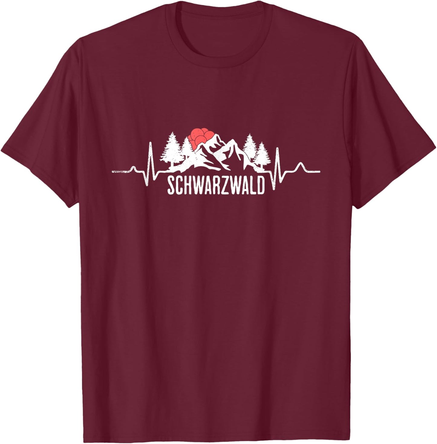 Black Forest Black Forest Picture Bollenhut Heartbeat Mountains , black T-Shirt - T-Shirt | Maroon