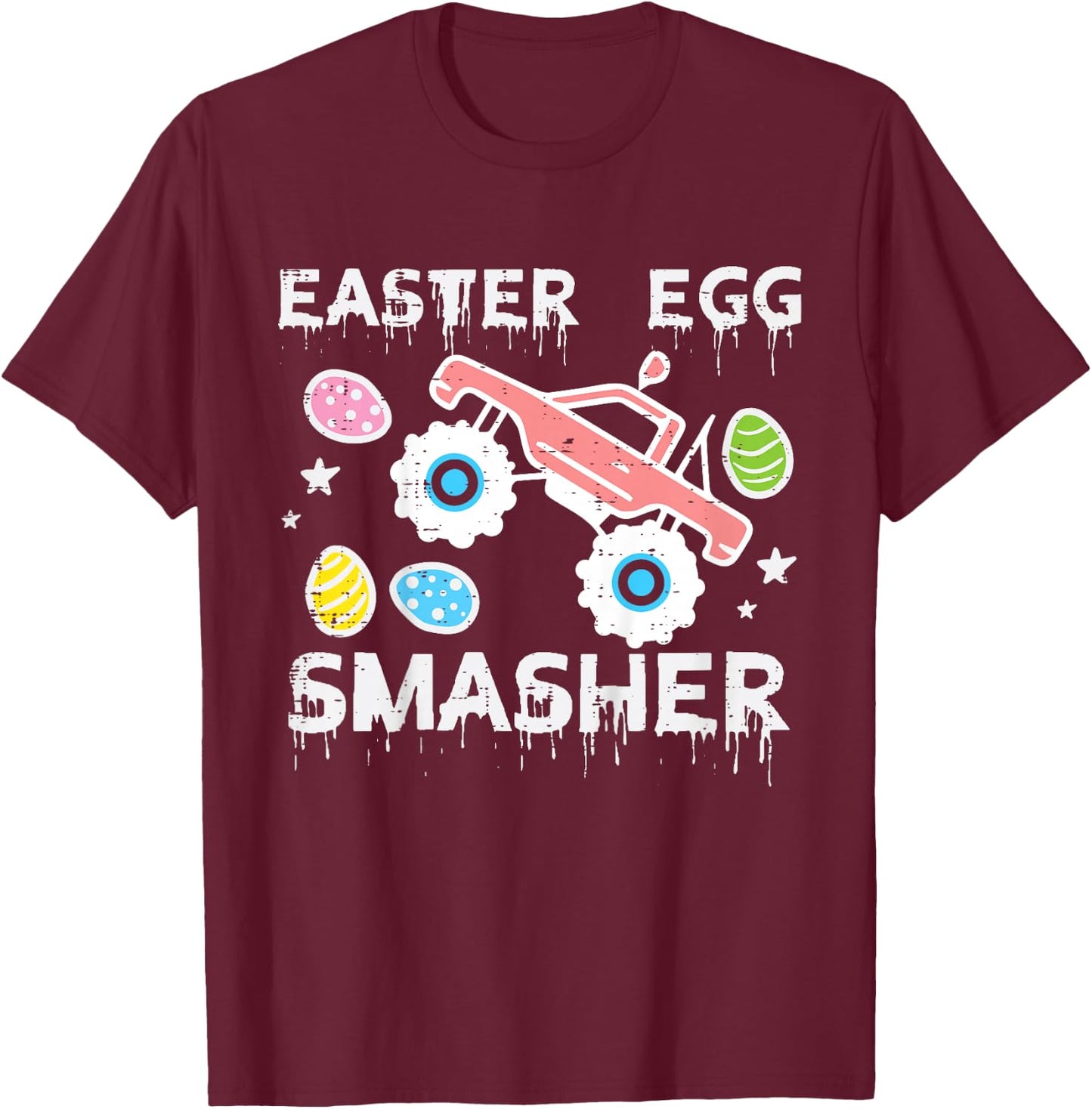 Kids Easter Egg Smasher Monster Truck Toddler Boys Kids Youth T-Shirt - T-Shirt | Maroon
