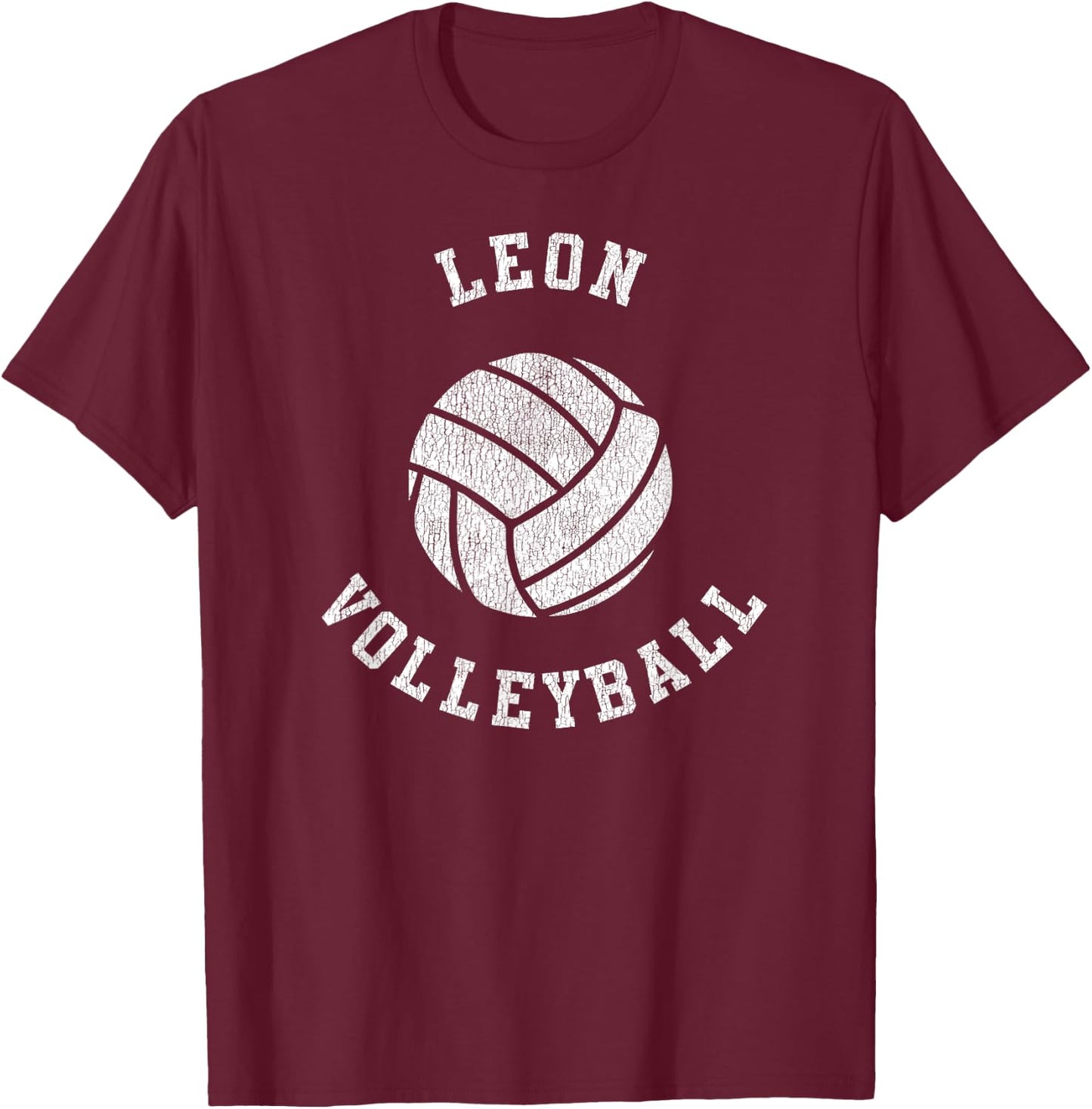 Leon Volleyball Retro Distressed Team VB Graphic T-Shirt - T-Shirt | Maroon