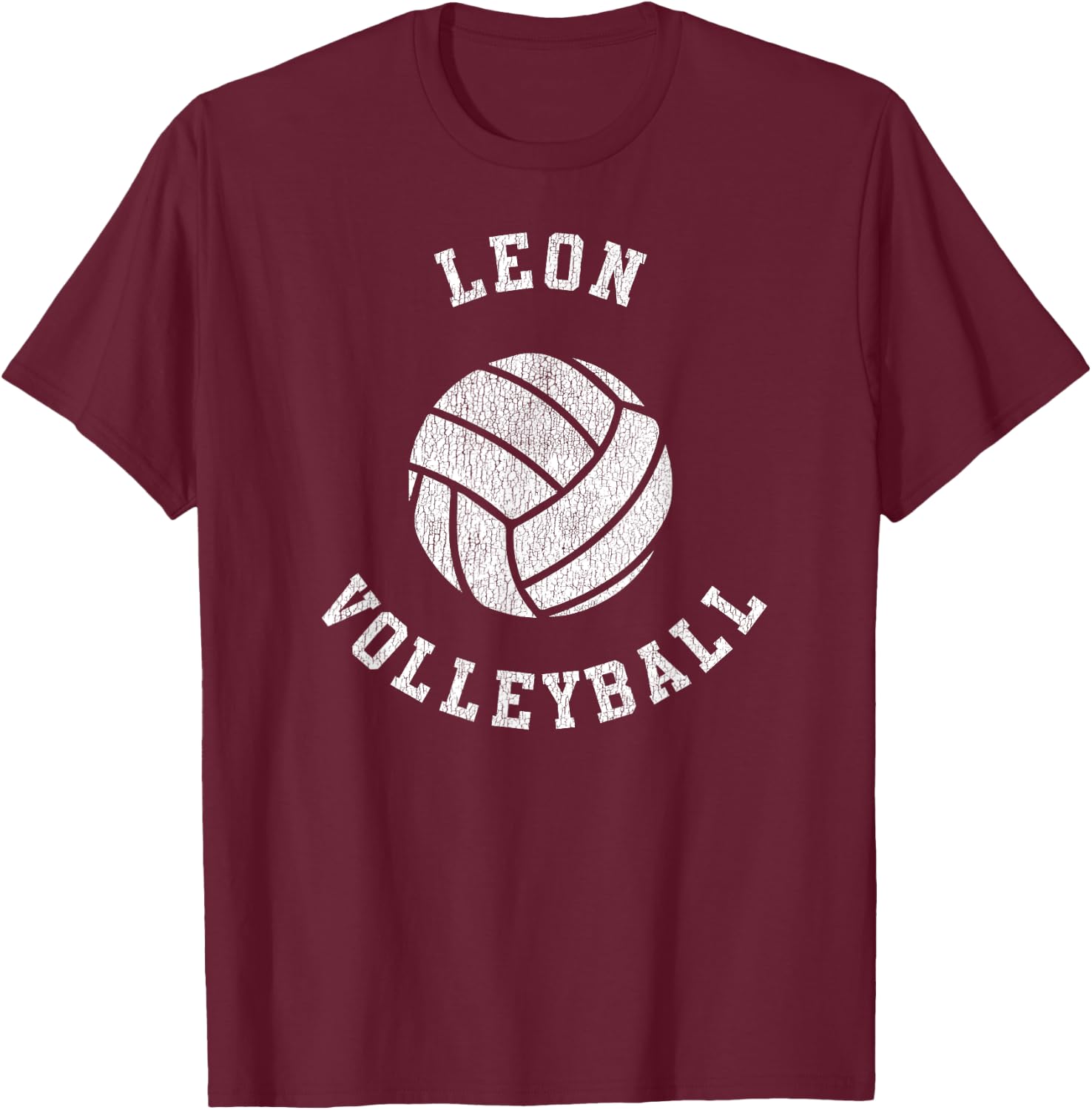 Leon Volleyball Retro Distressed Team VB Graphic T-Shirt - T-Shirt | Maroon