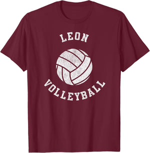 Leon Volleyball Retro Distressed Team VB Graphic T-Shirt - T-Shirt | Maroon