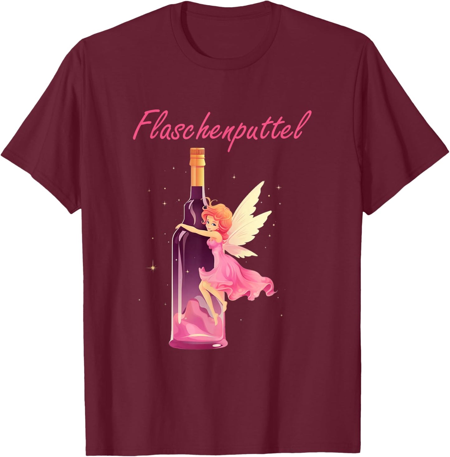 Funny Party Fairy Bottle Putty Party Fairy Alcohol Drinking , black T-Shirt - T-Shirt | Maroon