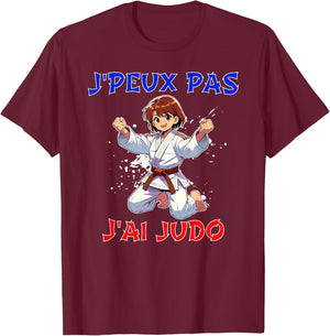 Je Peux Pas J'Ai Judo Judoka Child Girl Belt Brown T-Shirt - T-Shirt | Maroon