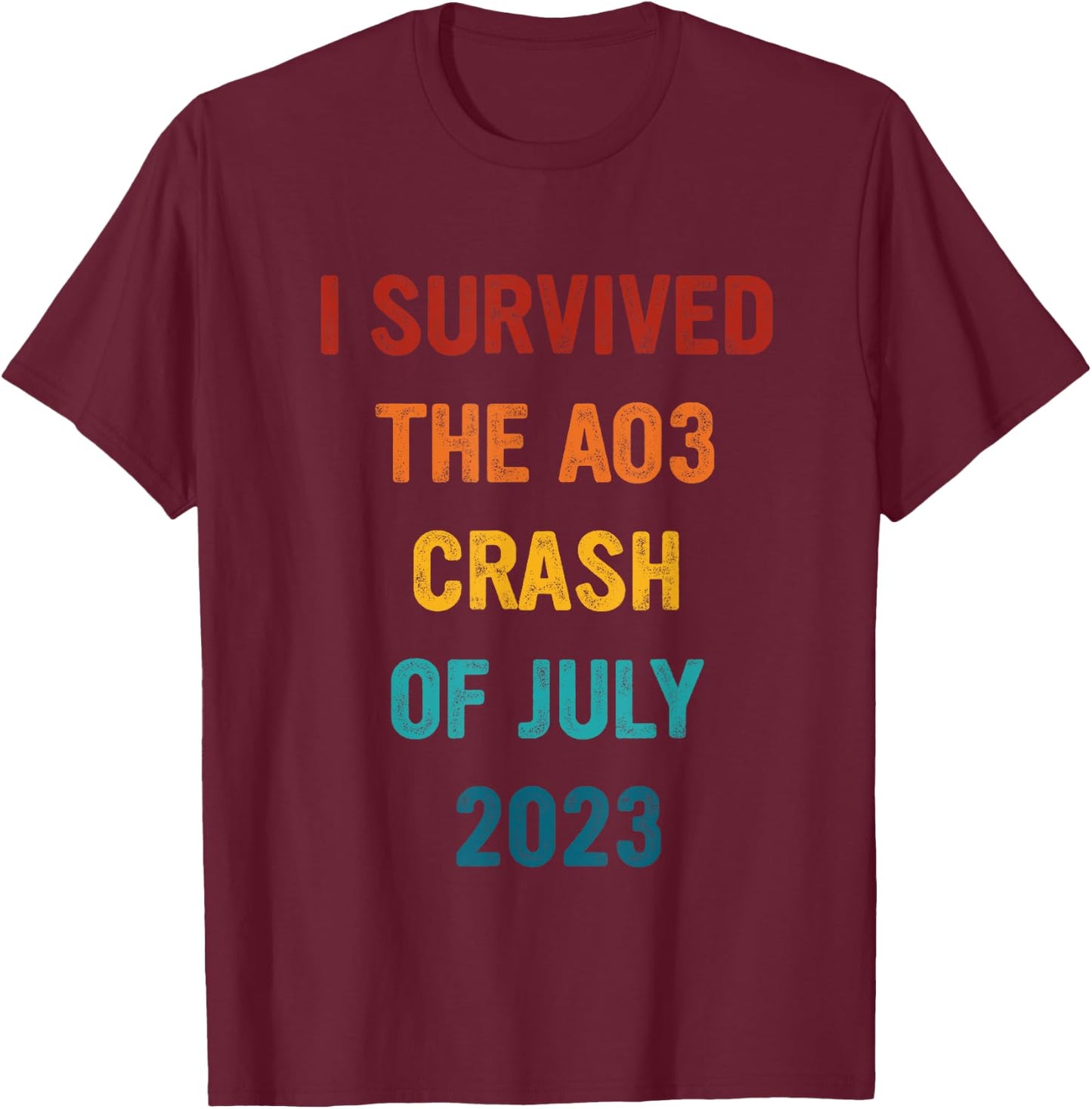 I Survived The Ao3 Crash Of July 2023 Vintage Apparel T-Shirt - T-Shirt | Maroon