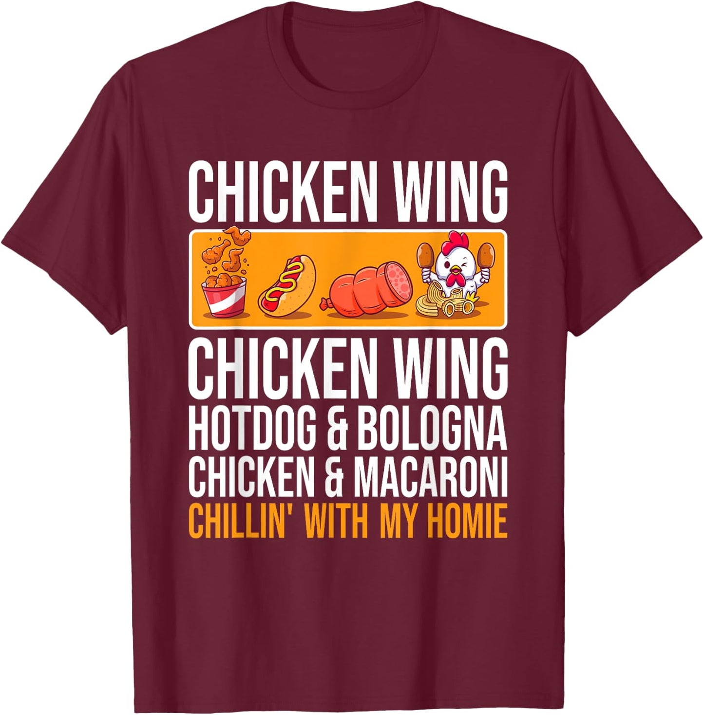 Chicken Wing Chicken Wing Hot Dog and Bologna Women Kids T-Shirt - T-Shirt | Maroon