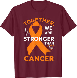 Leukemia Awareness Orange Ribbon Together We Are Stronger T-Shirt - T-Shirt | Maroon