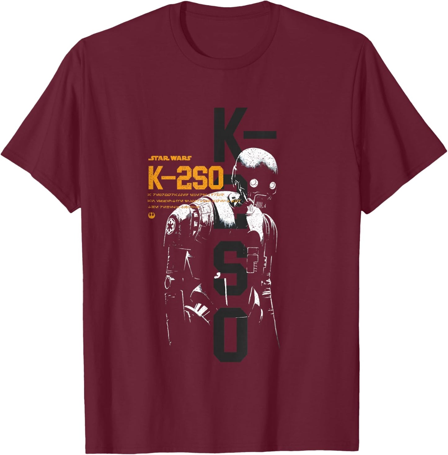 Star Wars Rogue One Iconic K-2SO Silhouette Big Chest Poster T-Shirt - T-Shirt | Maroon