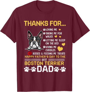 Best Boston Terrier Dog Dad Lover Happy Father's Day T-Shirt - T-Shirt | Maroon
