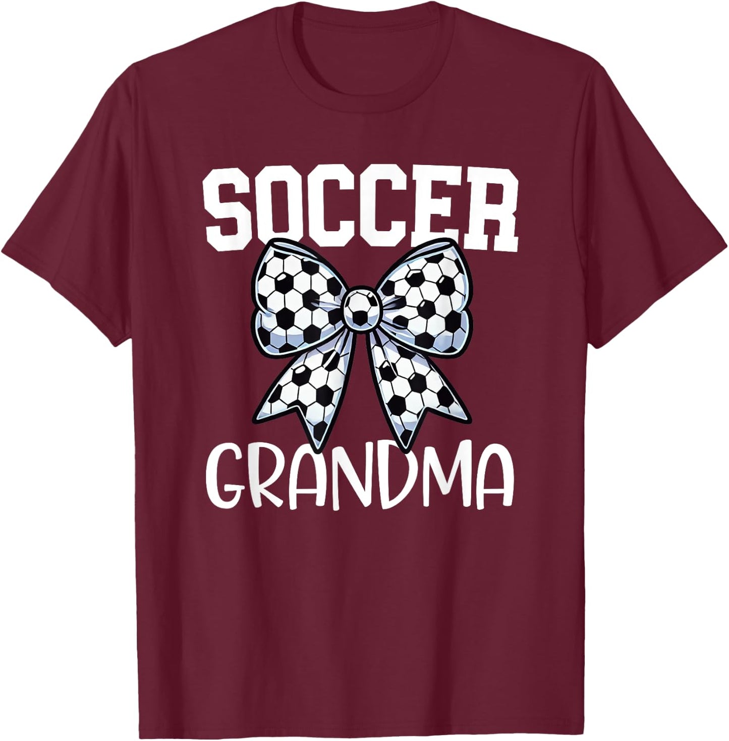 Proud Soccer Grandma - Game Day - My Favorite Player - Bow T-Shirt - T-Shirt | Maroon