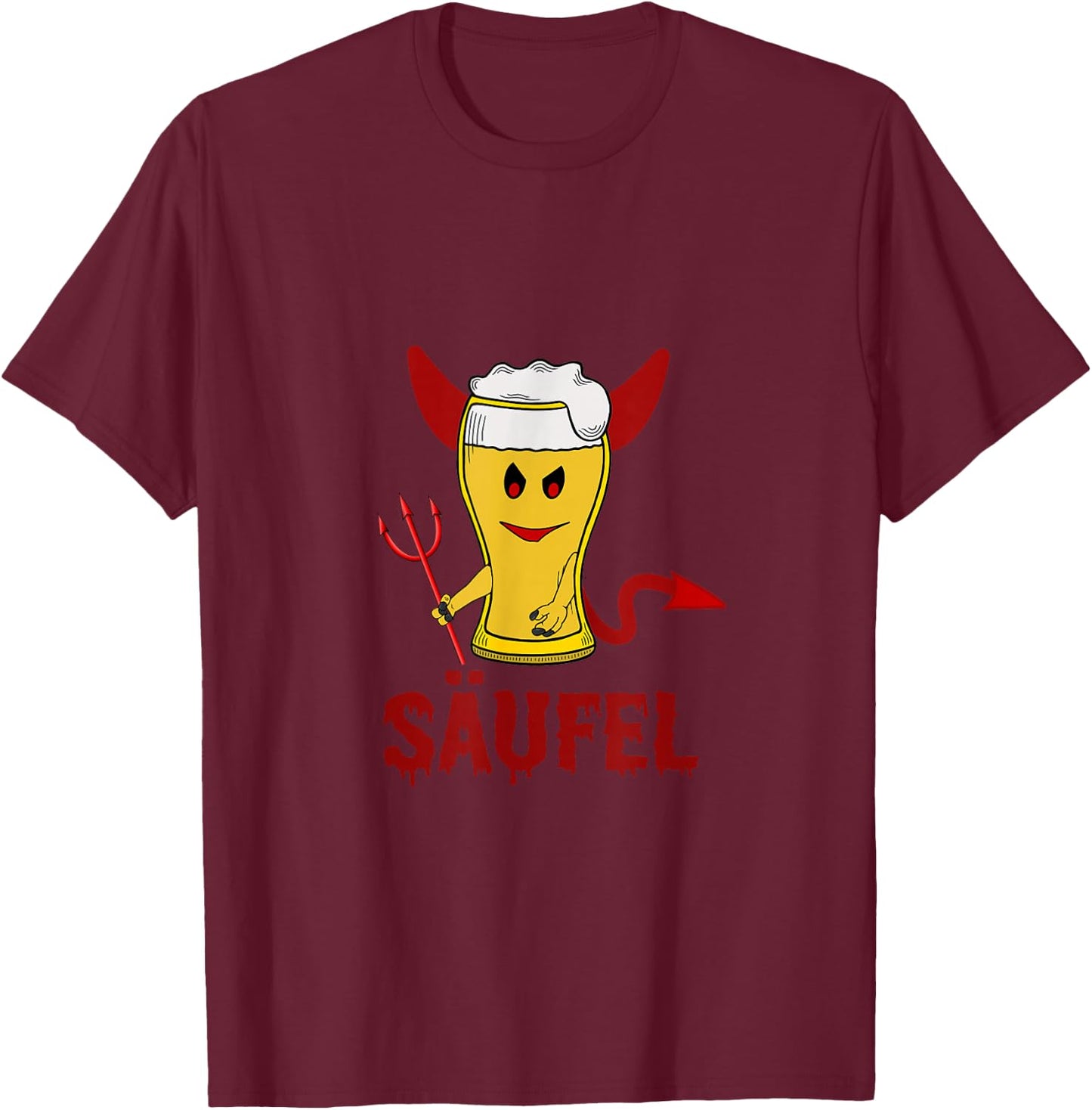 Teufel Säufer Word Game SÄUFEL Funny Beer Fancy Dress , black T-Shirt - T-Shirt | Maroon
