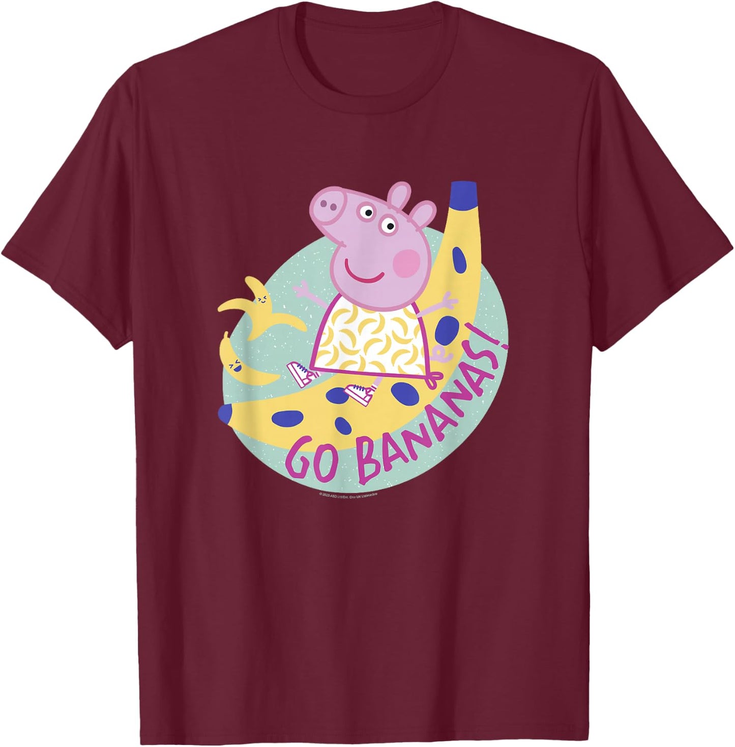 Peppa Pig Go Bananas! Funny Fruit Portrait T-Shirt - T-Shirt | Maroon