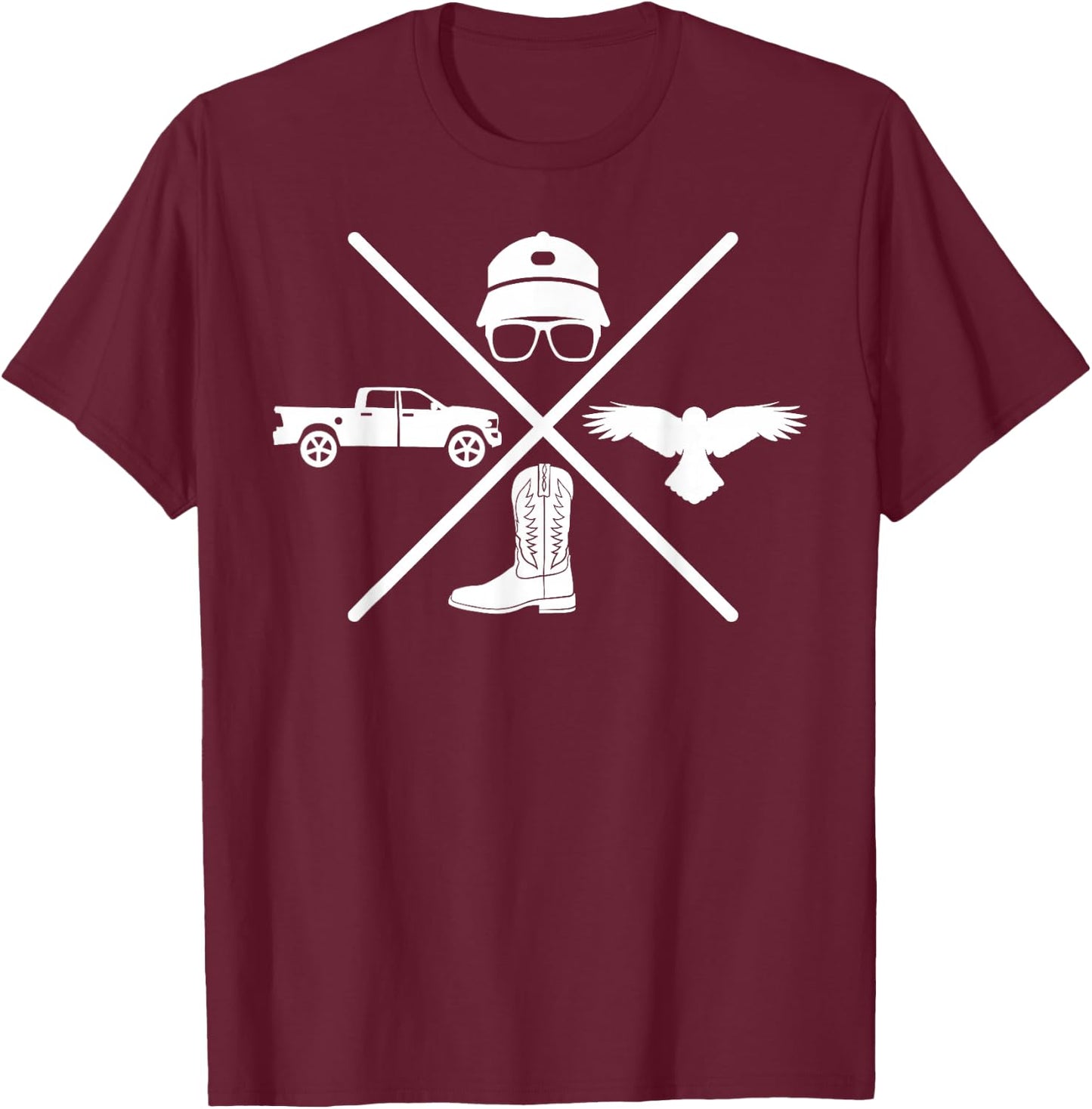 Funny Hat Truck Cowboy Boots For Country Rock Lovers T-Shirt - T-Shirt | Maroon