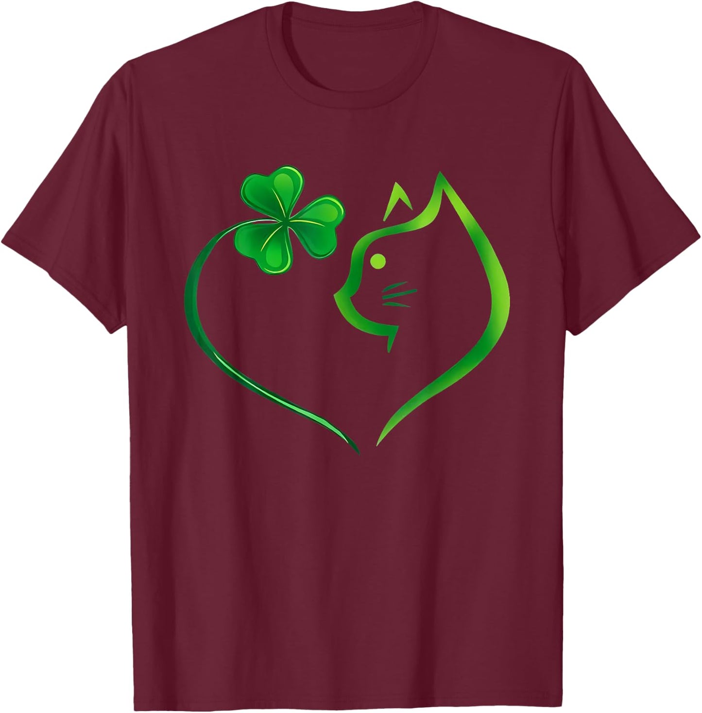 Shamrock Cat Heart St Patricks Day Cat Lovers Cat Mom Women T-Shirt - T-Shirt | Maroon