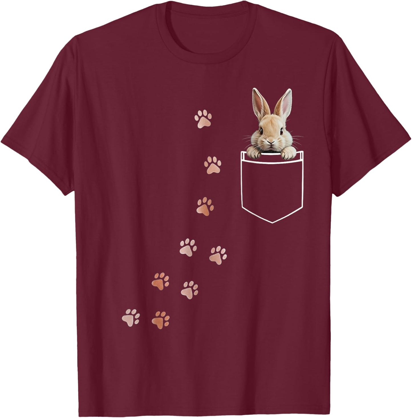 Funny Rabbit in Pocket Shirt Rabbit Lover Kids T-Shirt - T-Shirt | Maroon